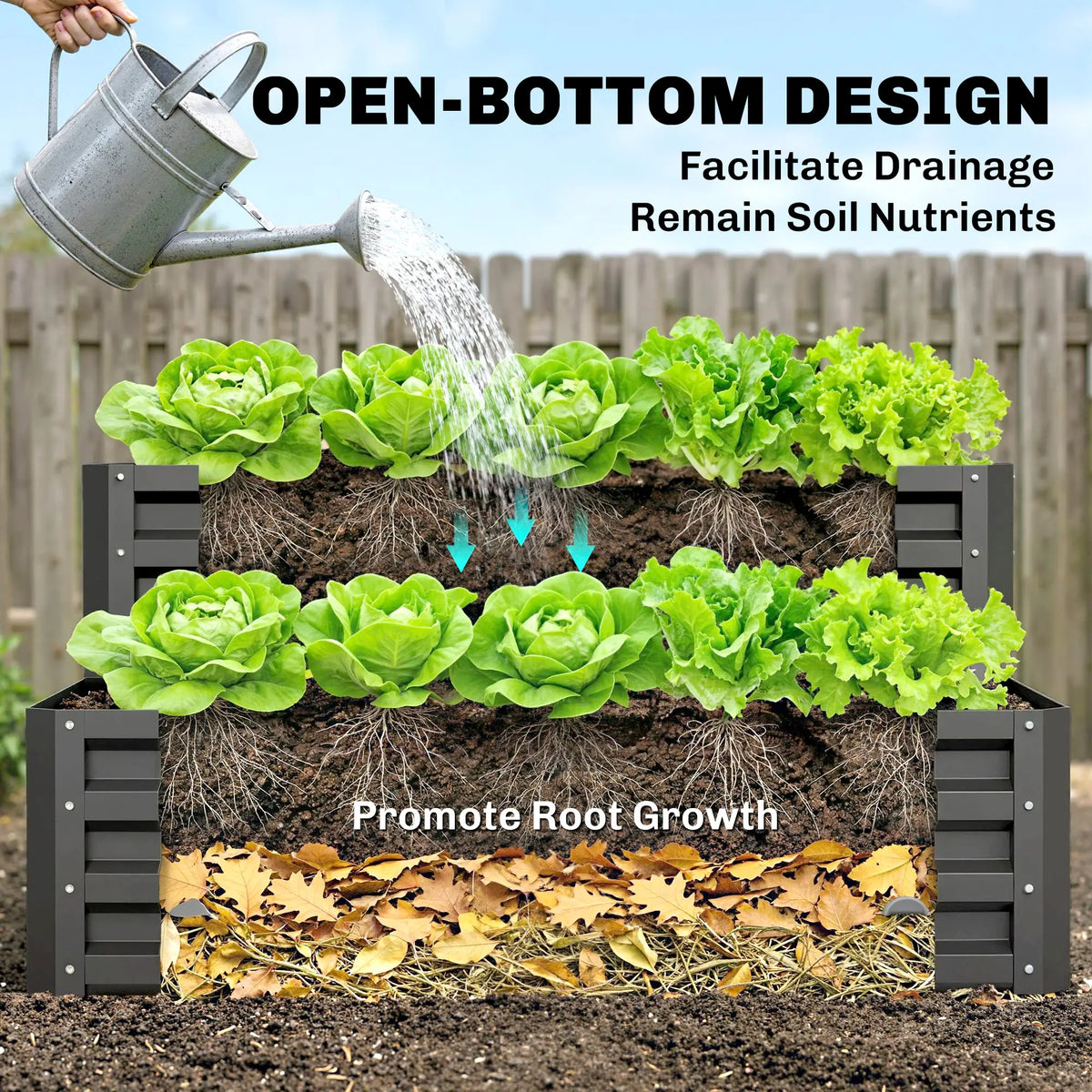2 Tier Raised Garden Bed, 47" x 40" x 23", Galvanized Steel, Dark Grey Galvanized Planter Boxes at Gallery Canada