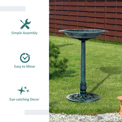 27'' Outdoor Resin Bird Bath, Fleur De Lis Pattern, Time-Worn Finish Garden Decor at Gallery Canada