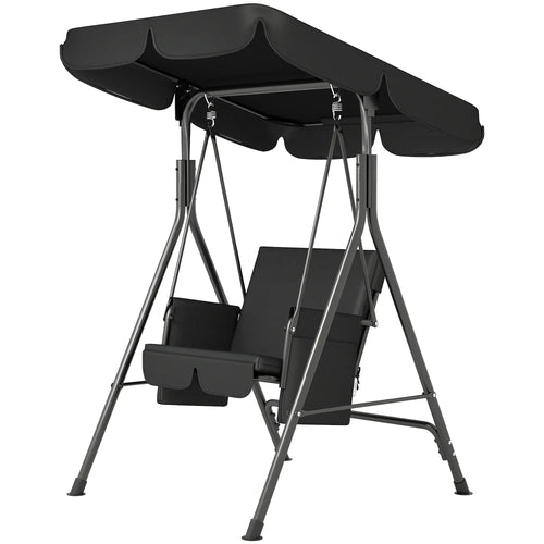 Outdoor Porch Swing, Adjustable Canopy, Removable Cushion, 1-Seat
