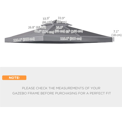 10' x 10' Square 2-Tier Gazebo Canopy Cover, Dark Grey Gazebo Canopy Replacement at Gallery Canada