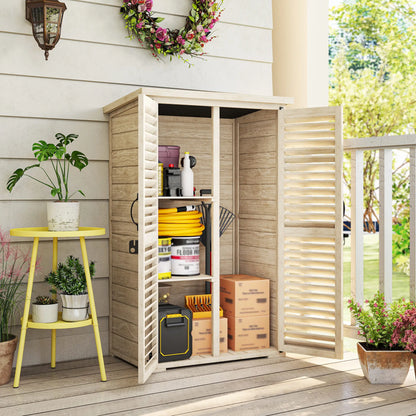 Wooden Garden Shed, 30" x 20" x 47", Waterproof Asphalt Roof, Shelves, Natural