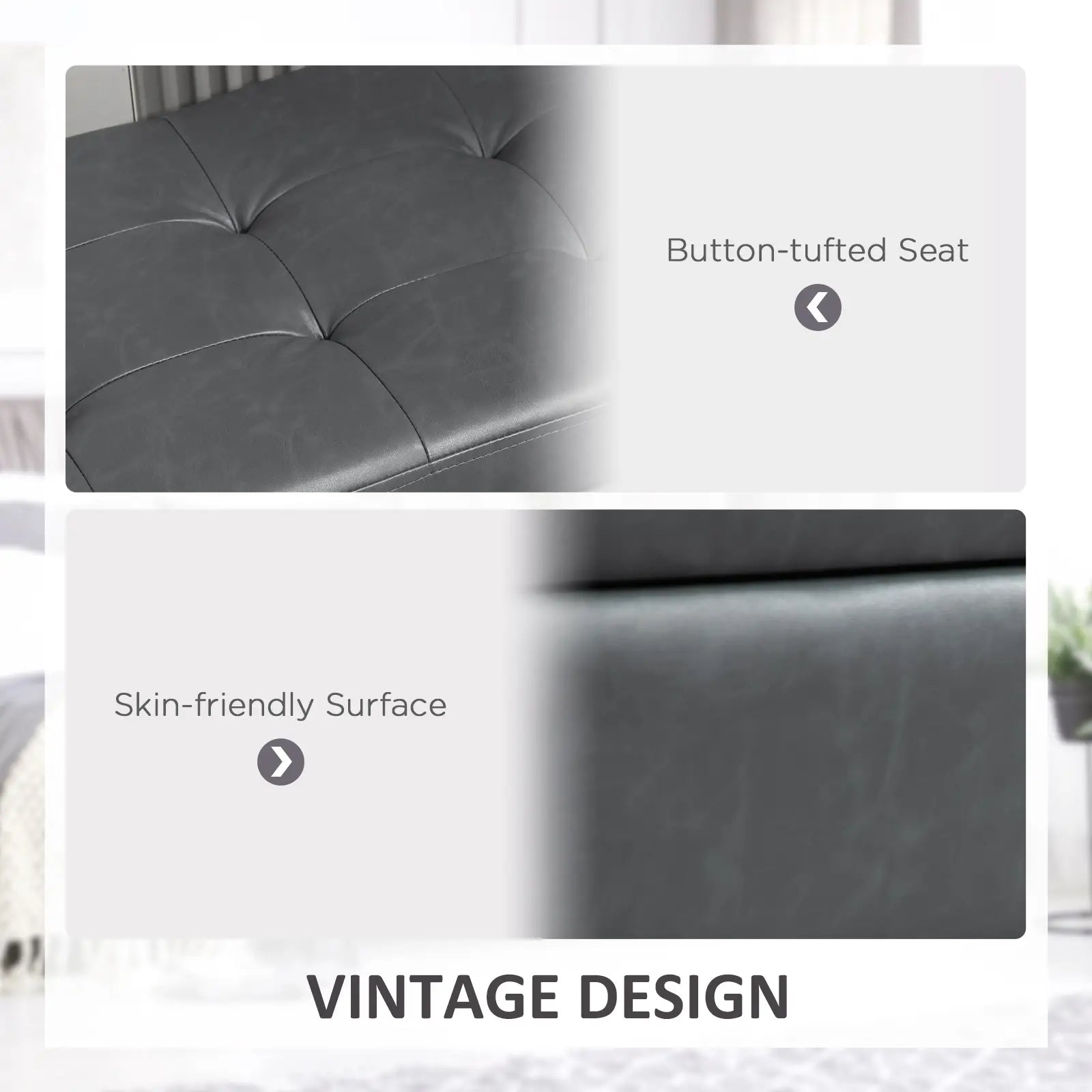 44 PU Leather Tufted Ottoman, Shoe Bench, Storage Chest, Grey Shoe Storage Cabinets & Racks at Gallery Canada