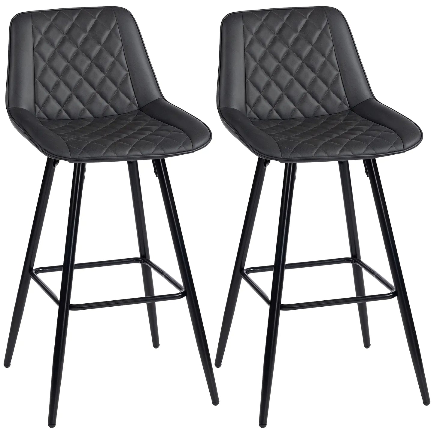 PU Leather Counter Height Bar Chairs Set of 2, 27.75" Bar Stools, Black Bar Stools at Gallery Canada