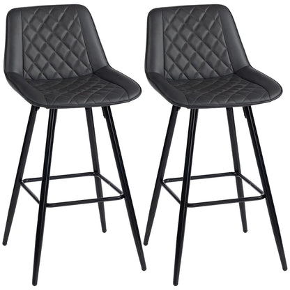 PU Leather Counter Height Bar Chairs Set of 2, 27.75" Bar Stools, Black Bar Stools at Gallery Canada