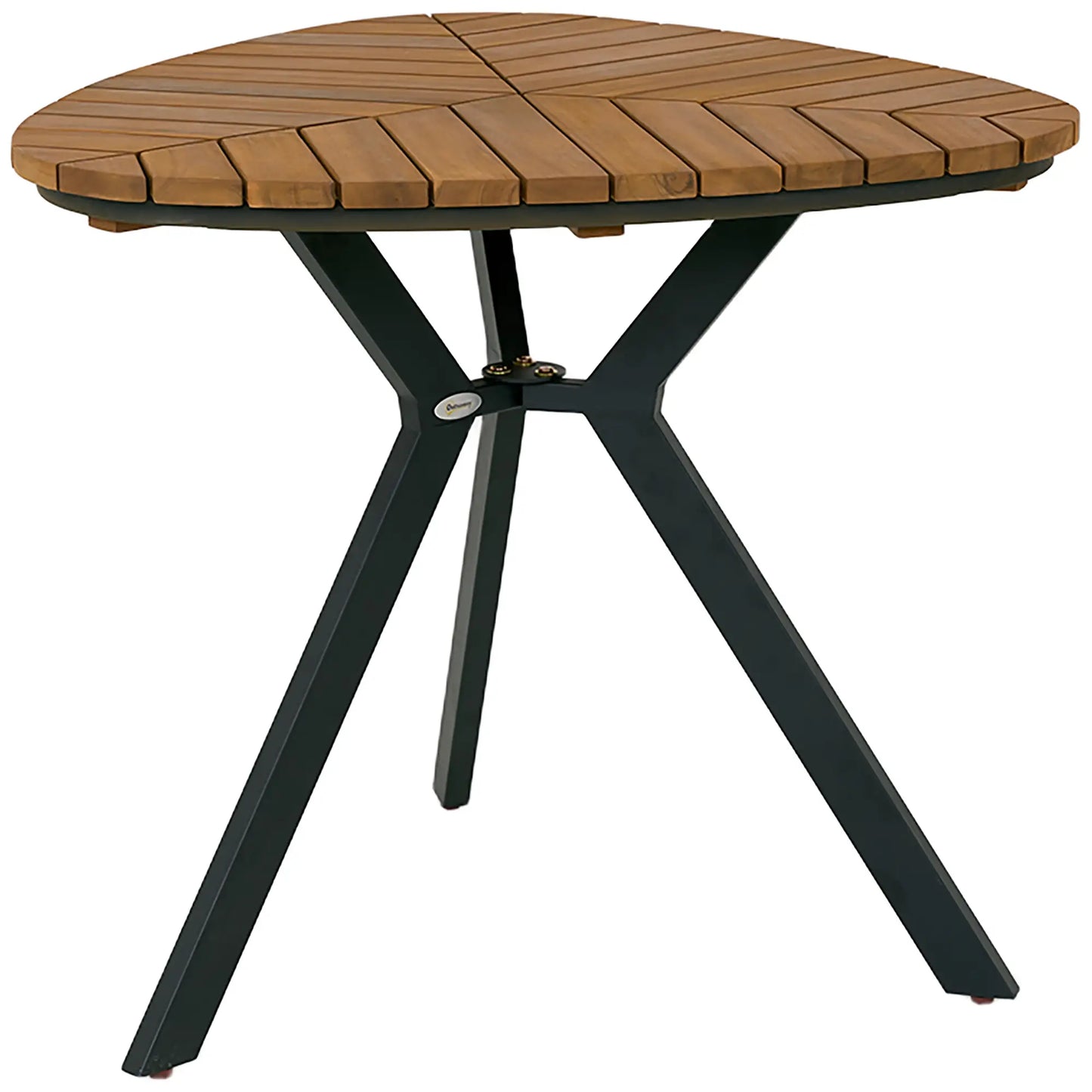 35.4" Outdoor Dining Table, Slatted Acacia Wood Top, Steel Legs Patio Dinning Tables Teak, Black at Gallery Canada