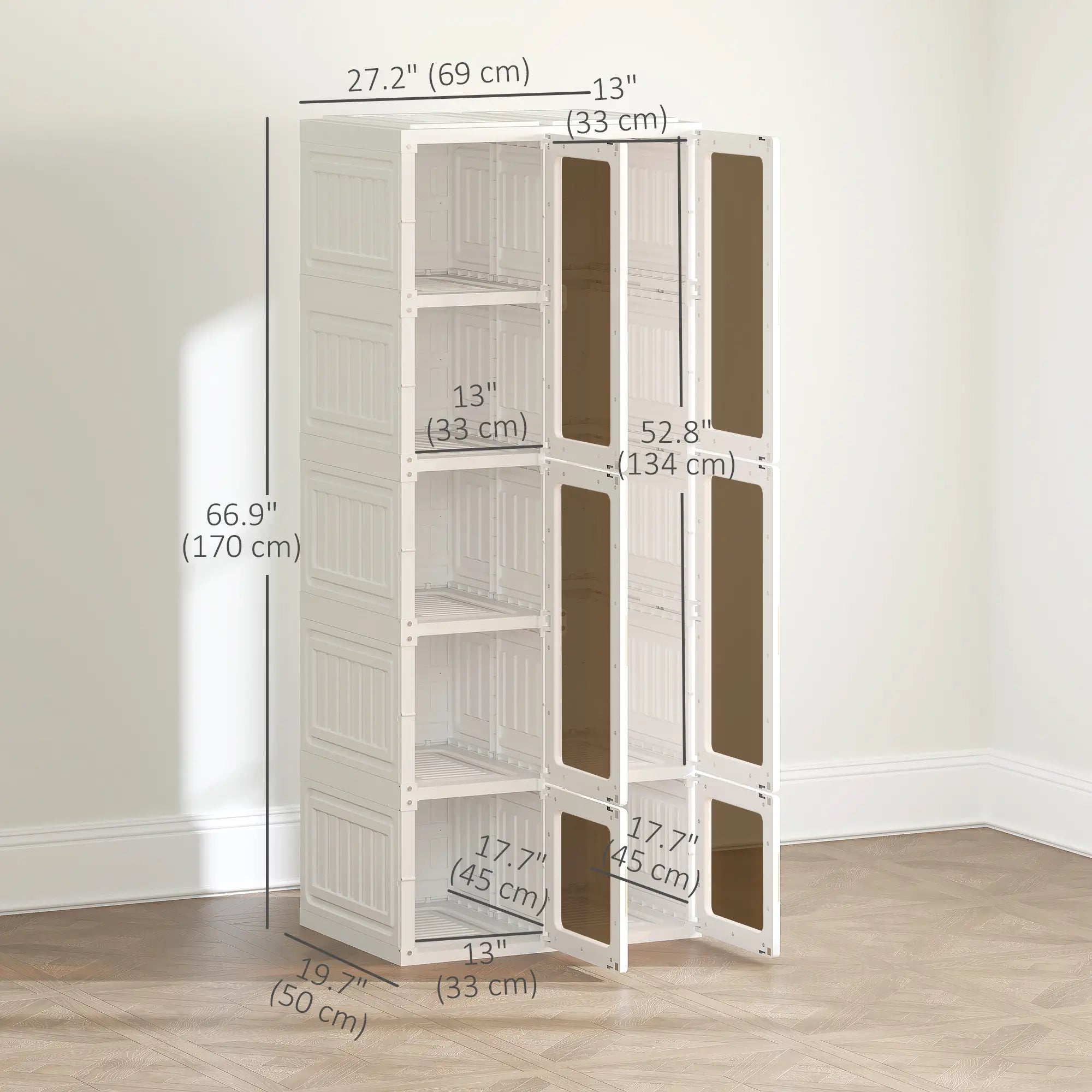 Portable Wardrobe, Foldable Plastic Closet, 6 Compartments, White Clothing Storage at Gallery Canada