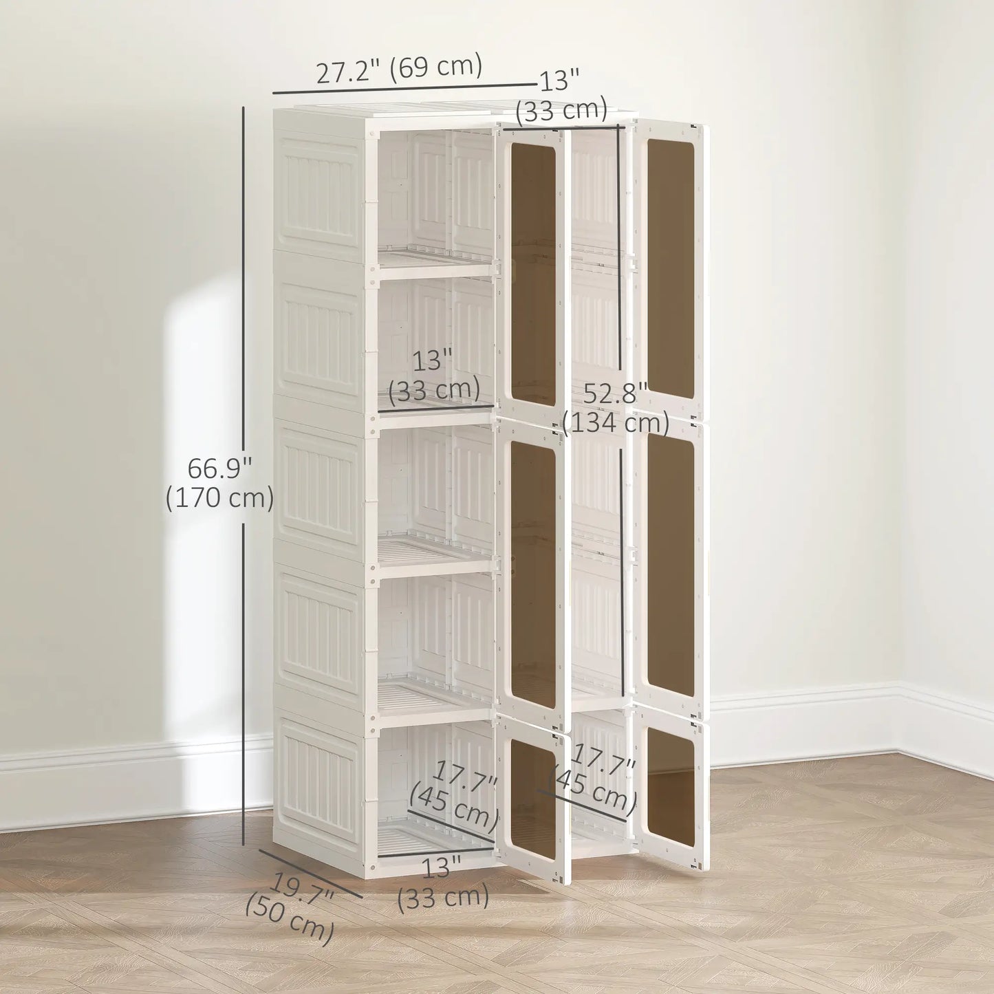 Portable Wardrobe, Foldable Plastic Closet, 6 Compartments, White Clothing Storage at Gallery Canada