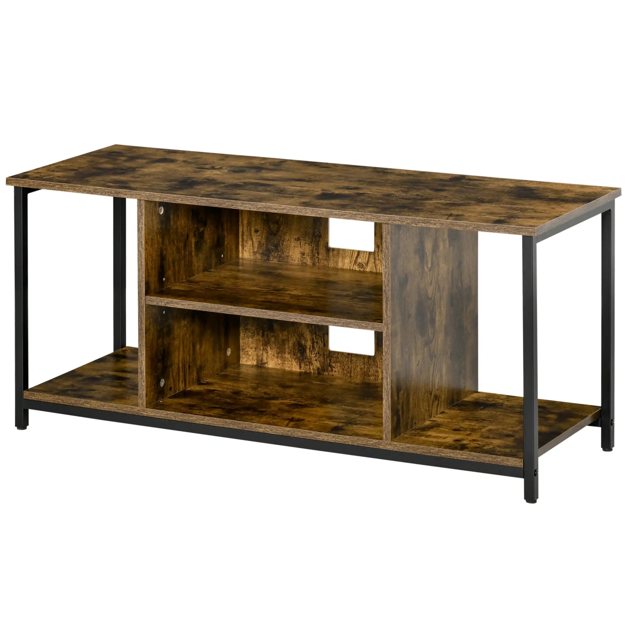 TV Stand for 55 Inch TVs, Open Shelf Console, Rustic Brown TV Stands at Gallery Canada