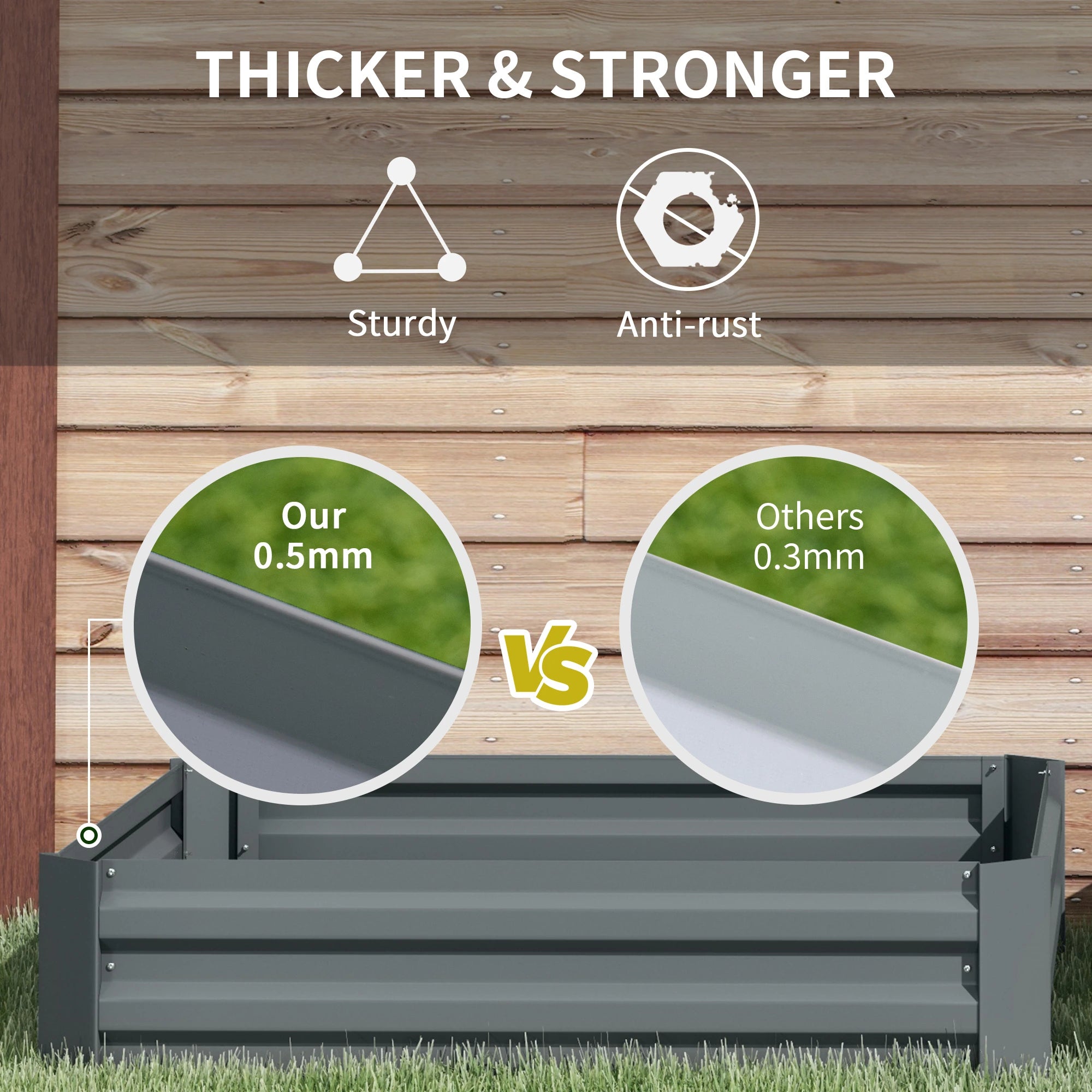 Raised Garden Bed Set, Steel Elevated Planter Box, 39