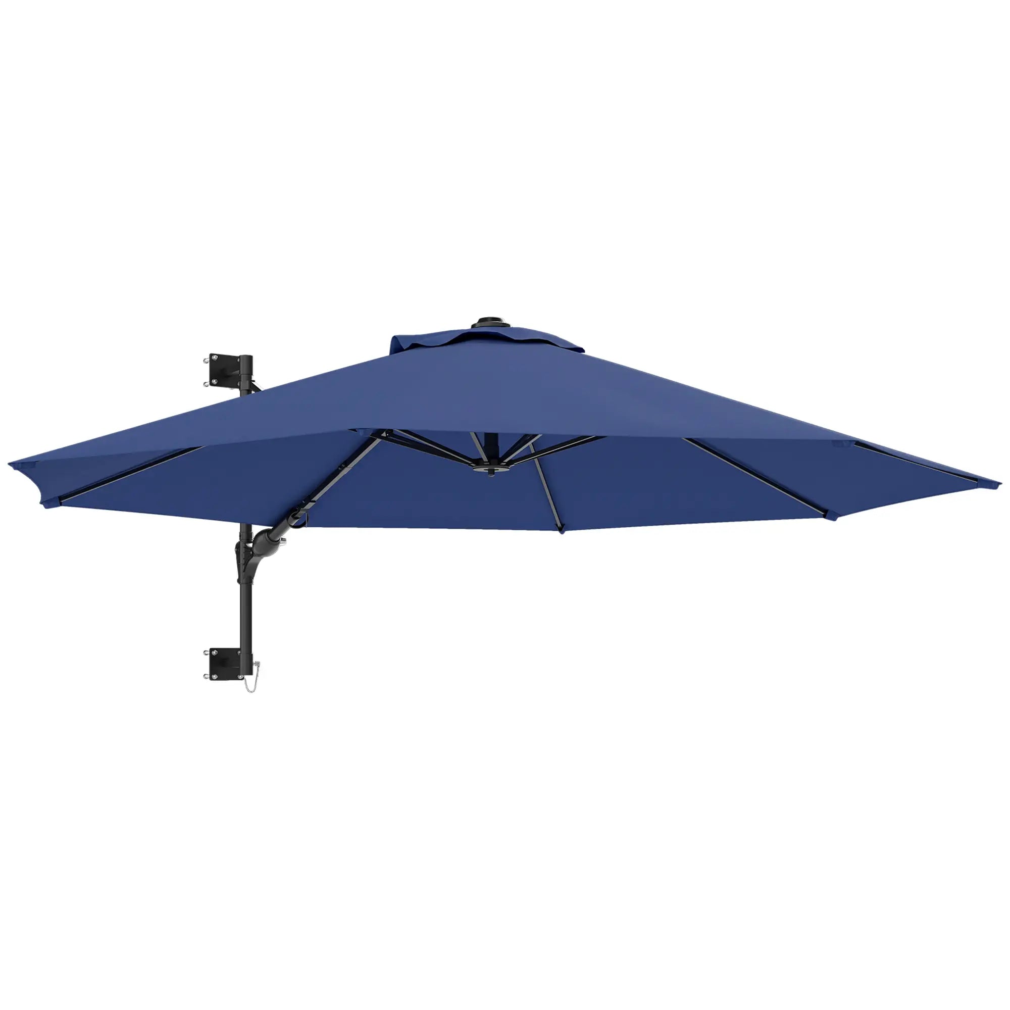 9.6 x 9.6 ft Wall Mounted Umbrella, Rotating Patio Parasol, Dark Blue Sun Umbrellas at Gallery Canada