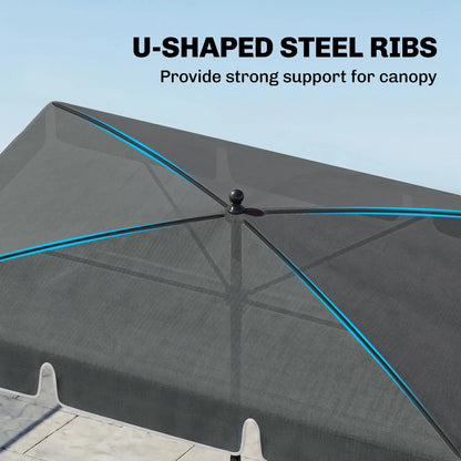 6.5x4ft Rectangle Patio Umbrella, Aluminum Tilt Adjustable, Grey Sun Umbrellas at Gallery Canada