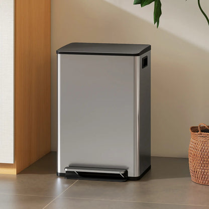 Trash Can with Soft-Close Lid, Garbage Can with Removable Inner Bucket for Kitchen 13.2gal, Silver Household Supplies at Gallery Canada
