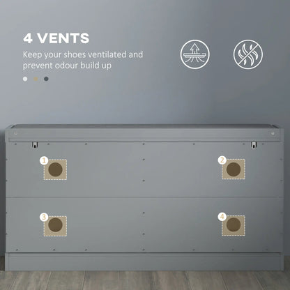 Shoe Storage with Seat, Upholstered Hallway Bench, Shoe Bench with 2 Flip Drawers and 4 Vents for 8 Pairs of Shoes Shoe Storage Cabinets & Racks at Gallery Canada