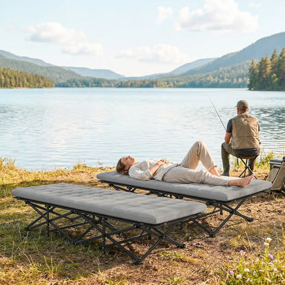 Set of 2 Camping Cots, 32" Extra Wide Folding, Grey Camping Cots at Gallery Canada