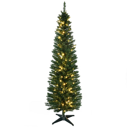 6' Pre Lit Artificial Pencil Christmas Tree, Warm White LED Lights, Green Pre Lit Christmas Trees Green Tree, Warm White LEDs at Gallery Canada
