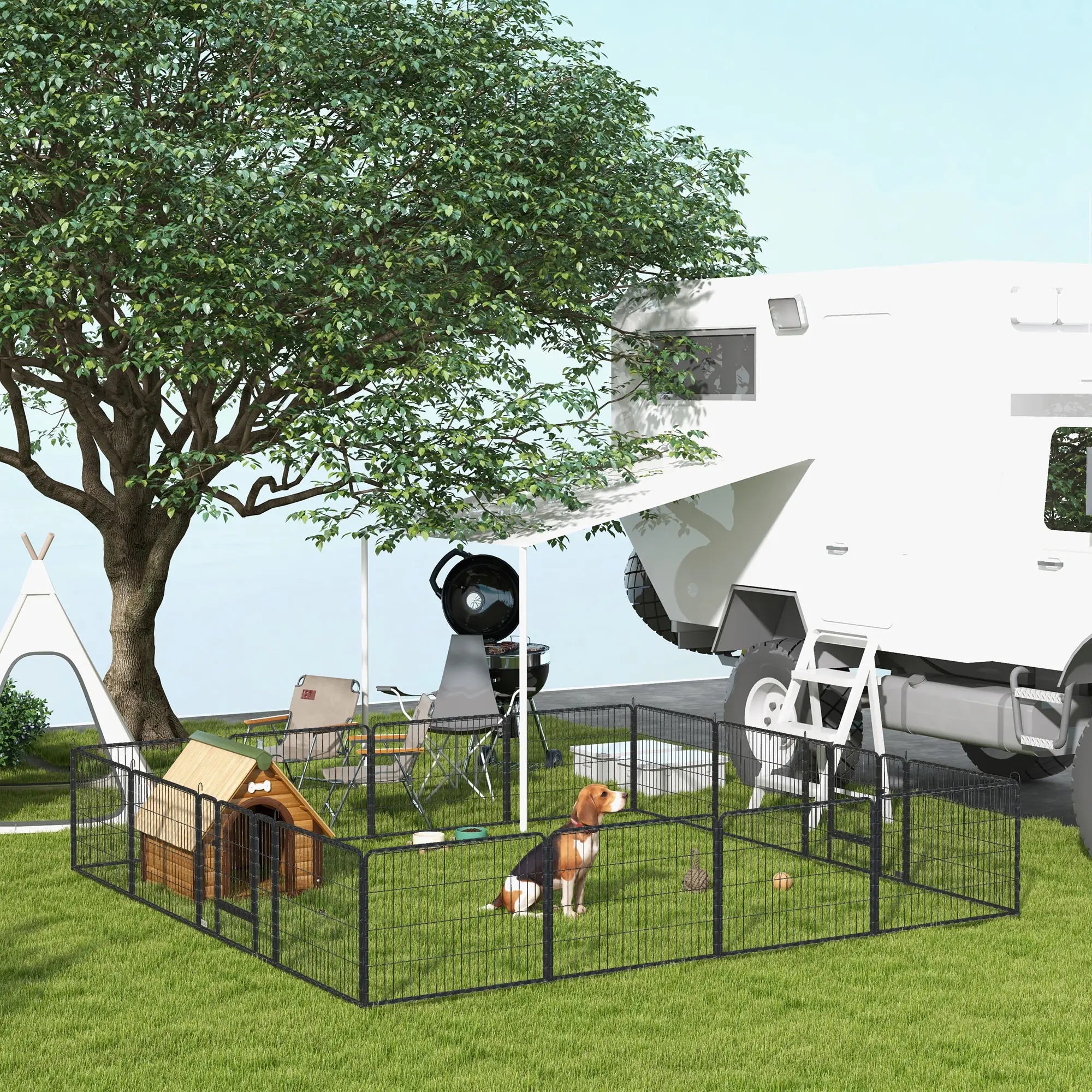 Heavy Duty Dog Playpen, 16 Panels, 2 Doors, 23.5