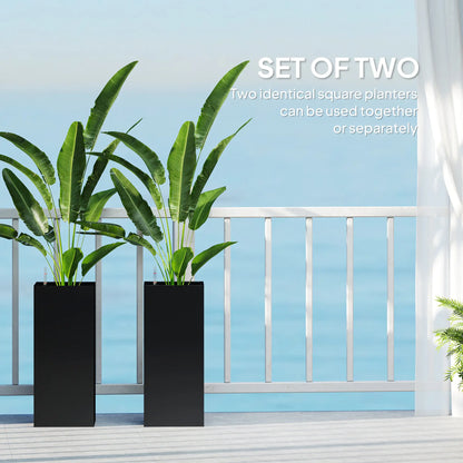 2 Pack 26 Inch Plastic Planter Box, Water Level Indicator, Black Garden Accessories at Gallery Canada