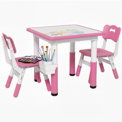 3 Pc Toddler Table Chair Set, Adjustable Height w/ Storage, Playroom, Pink Kids Table Sets at Gallery Canada