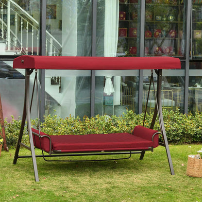 Porch Swing Bed, 3 Person, 2-In-1 Convertible Patio Bench With Canopy, Red Patio Swings with Stand at Gallery Canada