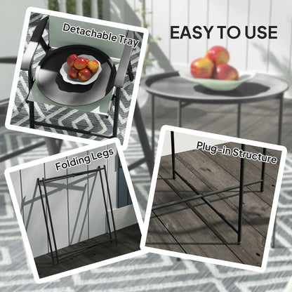 18" Outdoor Side Table, Removable Tray, Folding Legs, Black Patio Side Tables at Gallery Canada