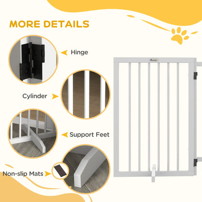 Free Standing Pet Gate, Foldable, 4 Panels, White