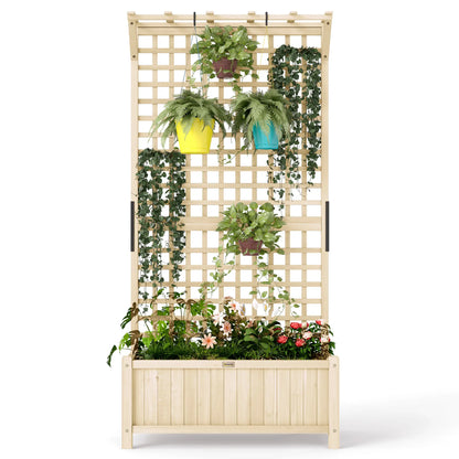 Wood Planter with Trellis, Raised Garden Bed, Privacy Screen, Natural Wood