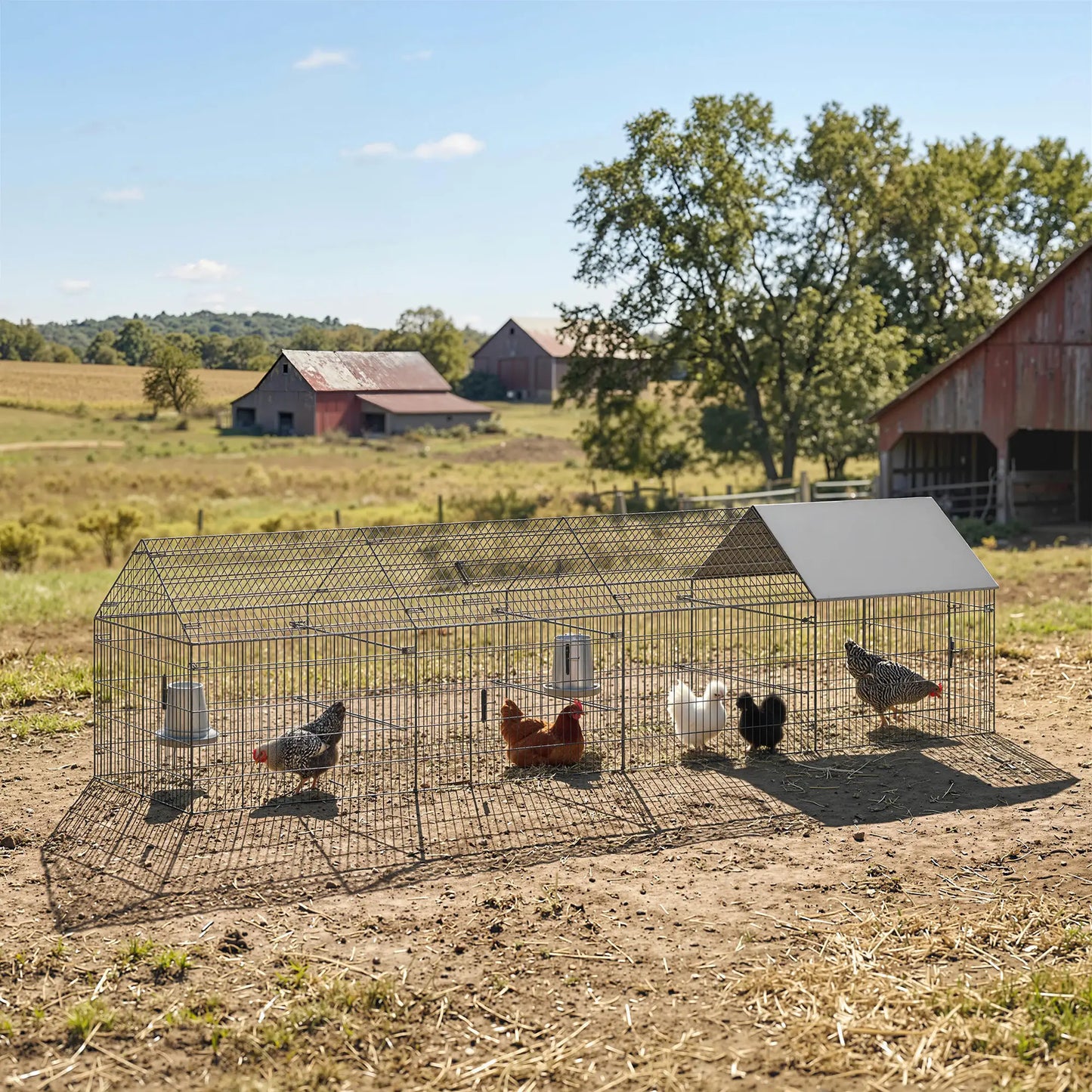 Large Metal Chicken Coop, Water-Resistant Anti-UV Cover, 6 Doors Chicken Coops at Gallery Canada