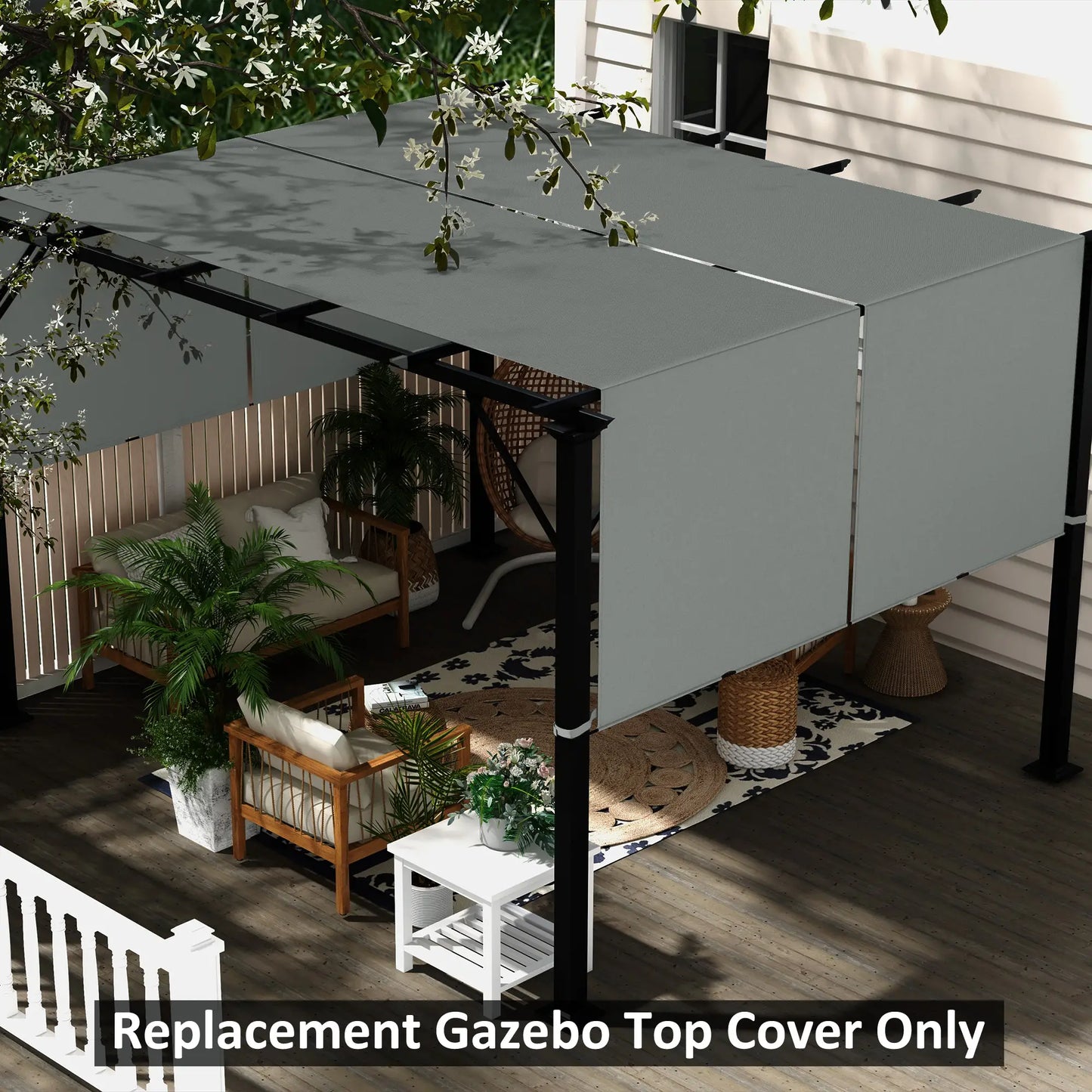 2 Pcs UV Protection Pergola Canopy, 10' x 10', Dark Grey Gazebo Canopy Replacement at Gallery Canada