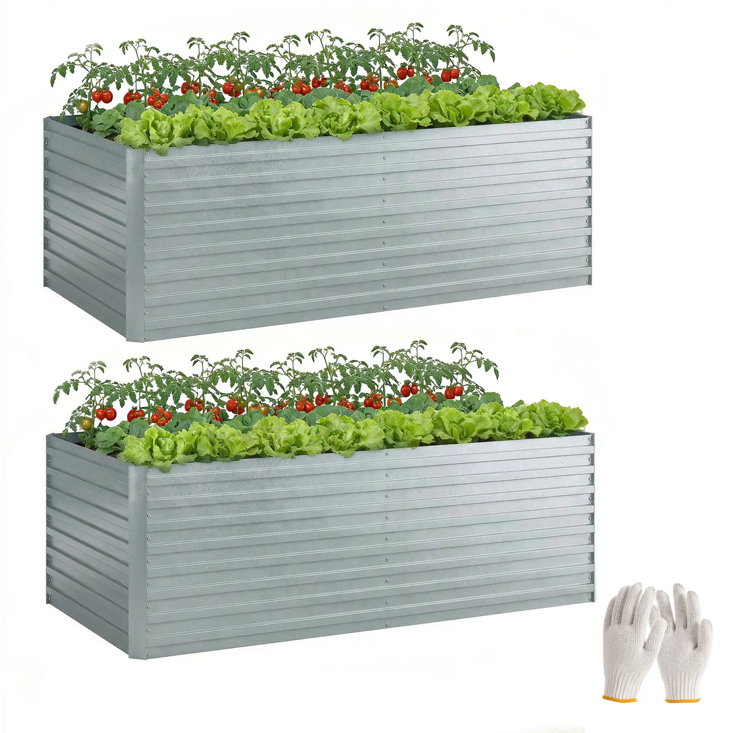 Galvanised Raised Garden Bed Set, 6 x 3 x 2 ft, Silver Galvanized Planter Boxes at Gallery Canada