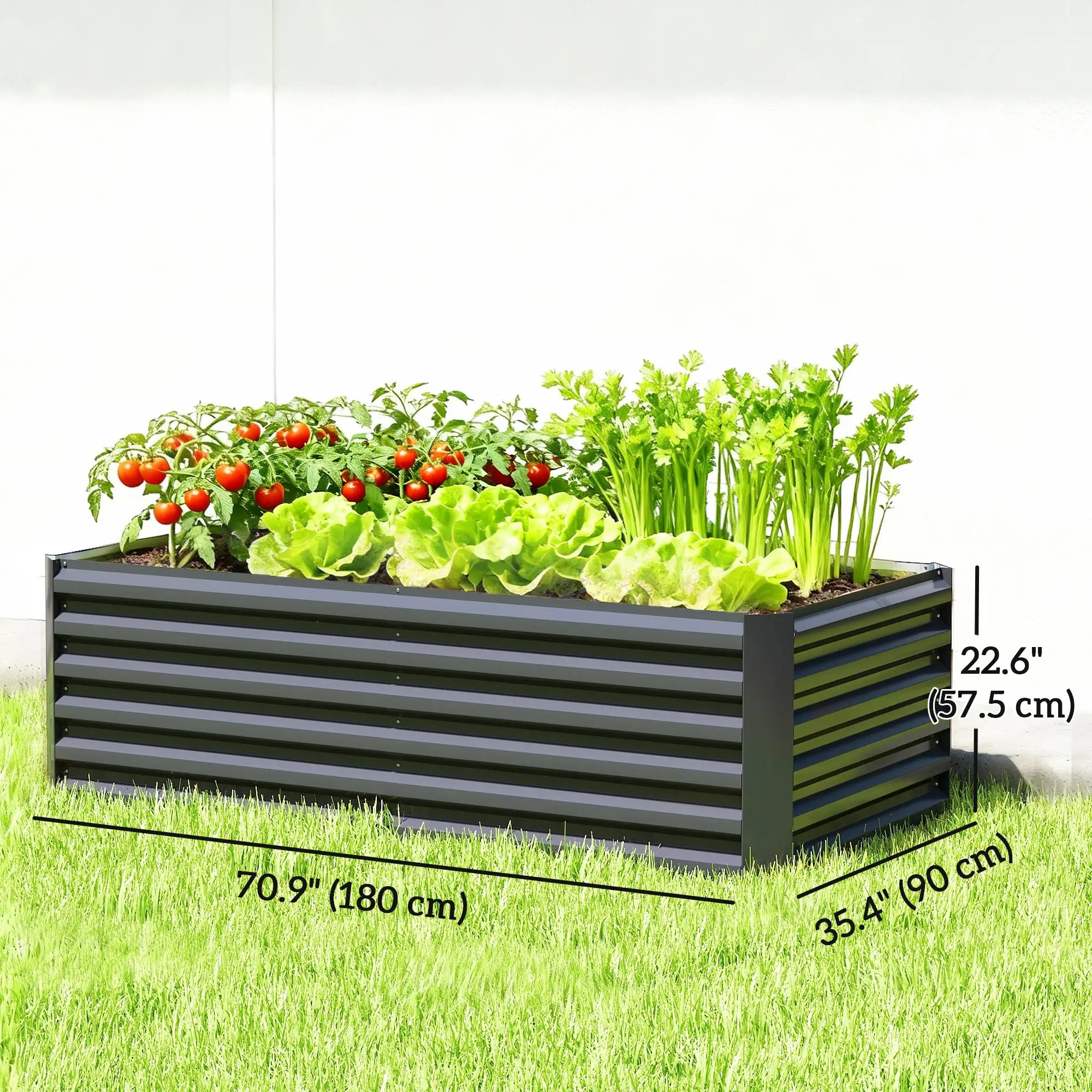 6' x 3' x 2' Raised Garden Bed, Galvanized Planter Box, Dark Grey Galvanized Planter Boxes at Gallery Canada