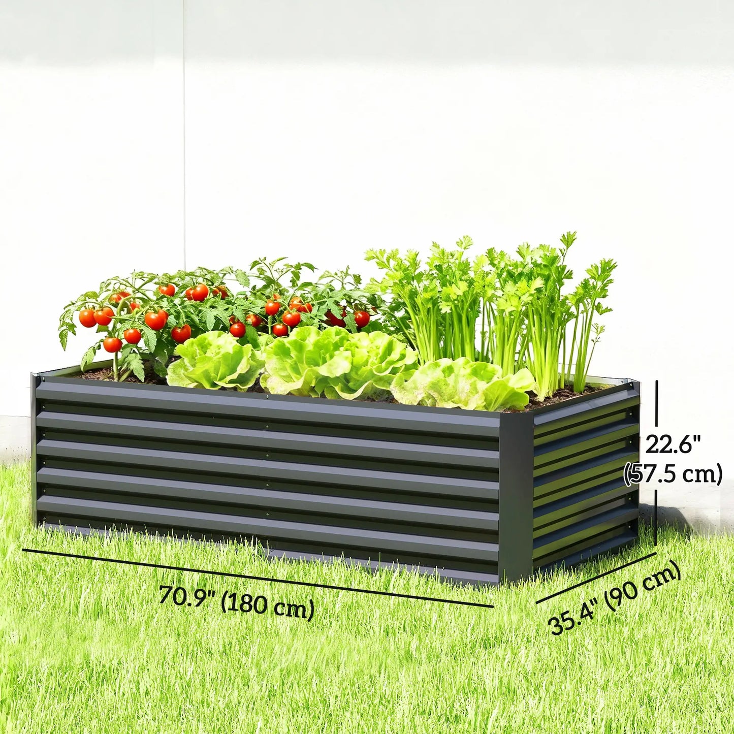 6' x 3' x 2' Raised Garden Bed, Galvanized Planter Box, Dark Grey Galvanized Planter Boxes at Gallery Canada