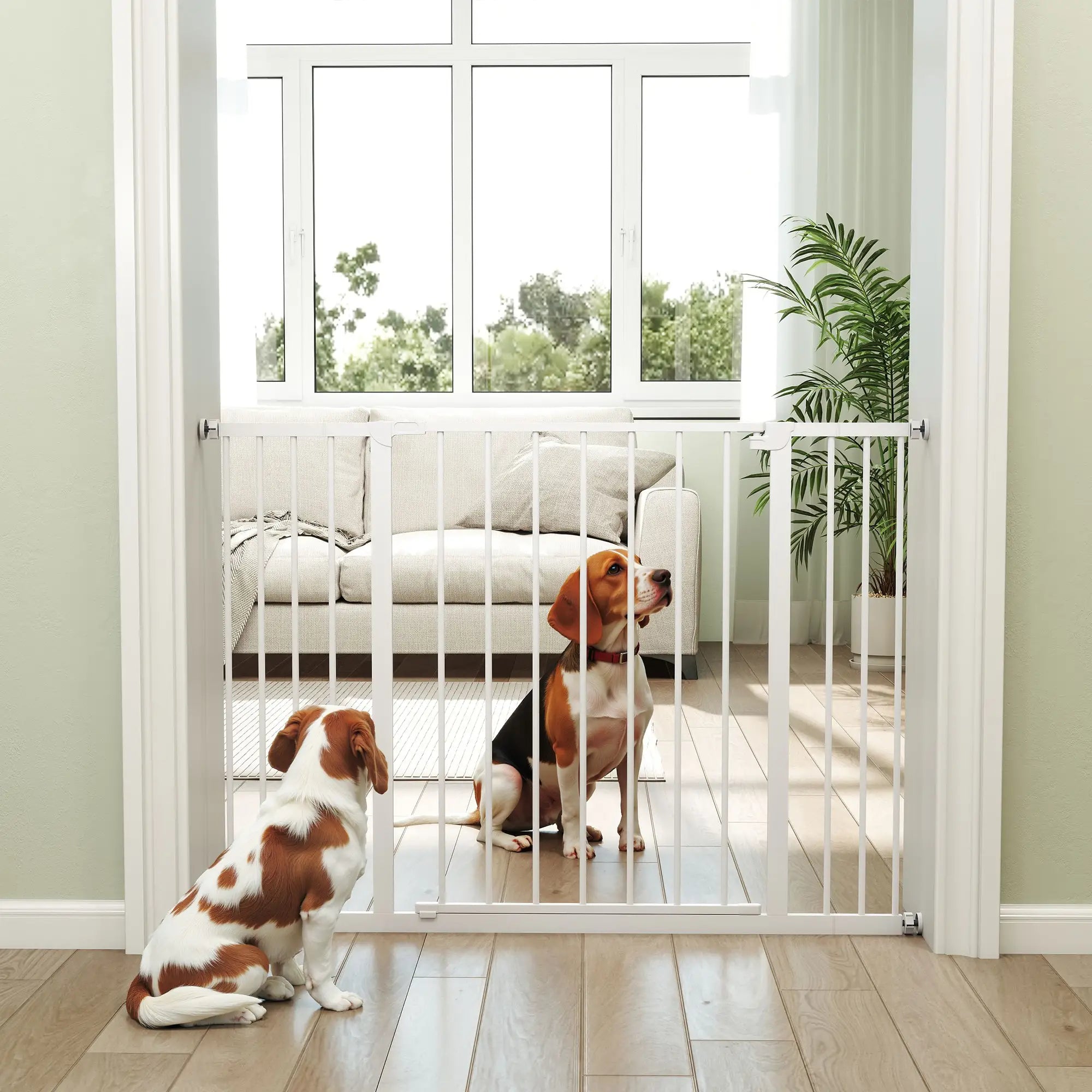 Pressure Fit Dog Gate, 29.9''-42.1'' Width, White Houses, Kennels & Pens at Gallery Canada