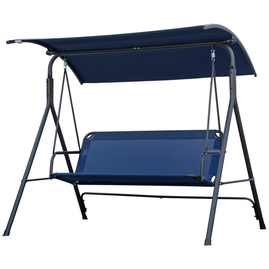 3-Seater Outdoor Swing, Adjustable Canopy, Dark Blue Porch Swings with Canopy Dark Blue at Gallery Canada