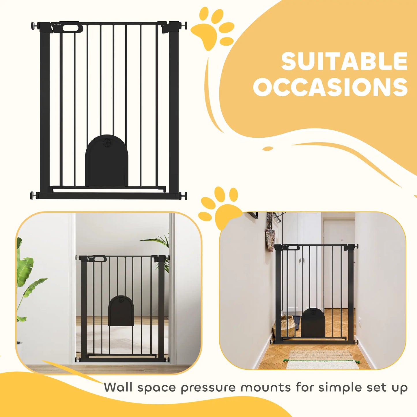 30"-32" Extra Wide Pet Gate, 35"H, Small Door, Black Houses, Kennels & Pens at Gallery Canada
