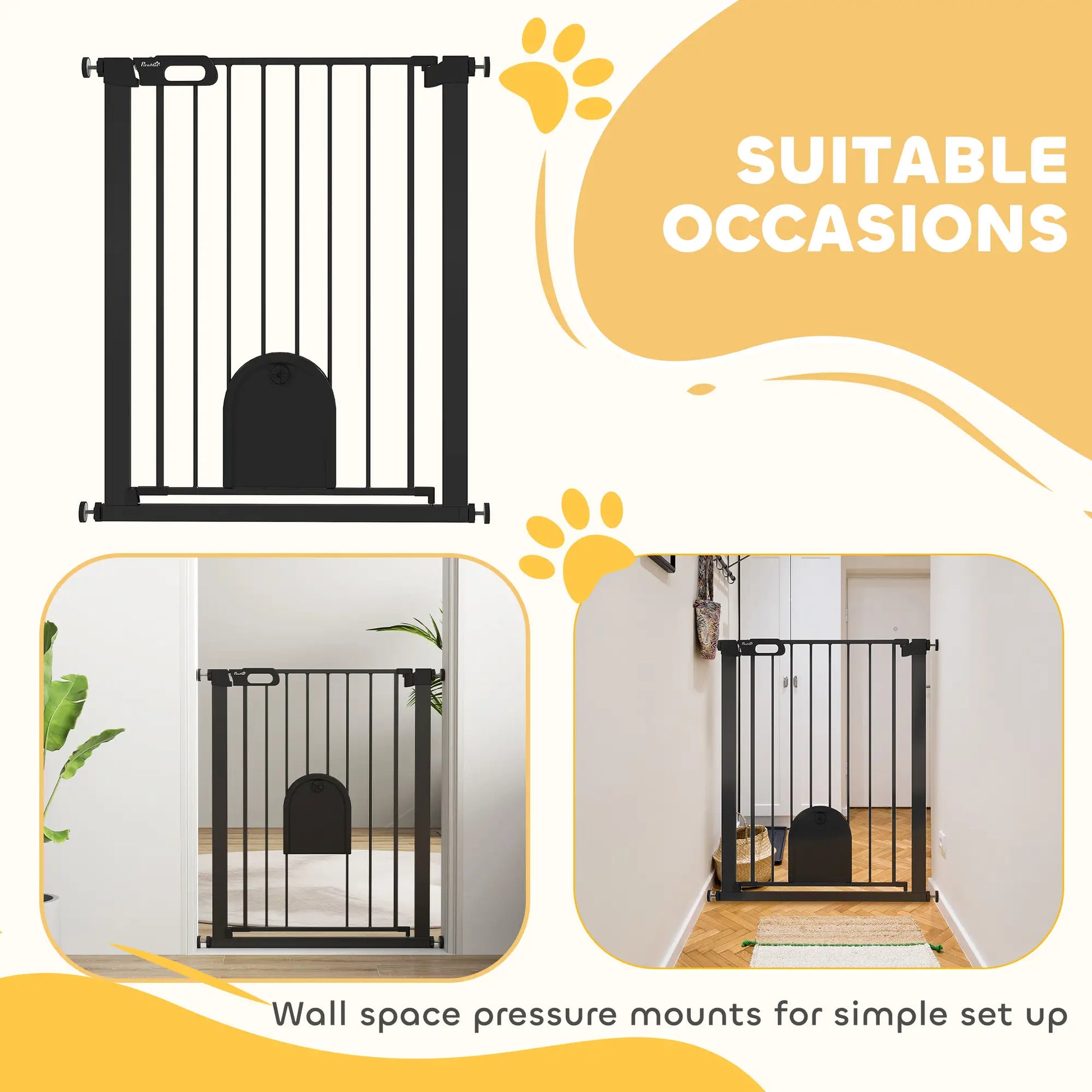 30"-32" Extra Wide Pet Gate, 35"H, Small Door, Black Houses, Kennels & Pens at Gallery Canada