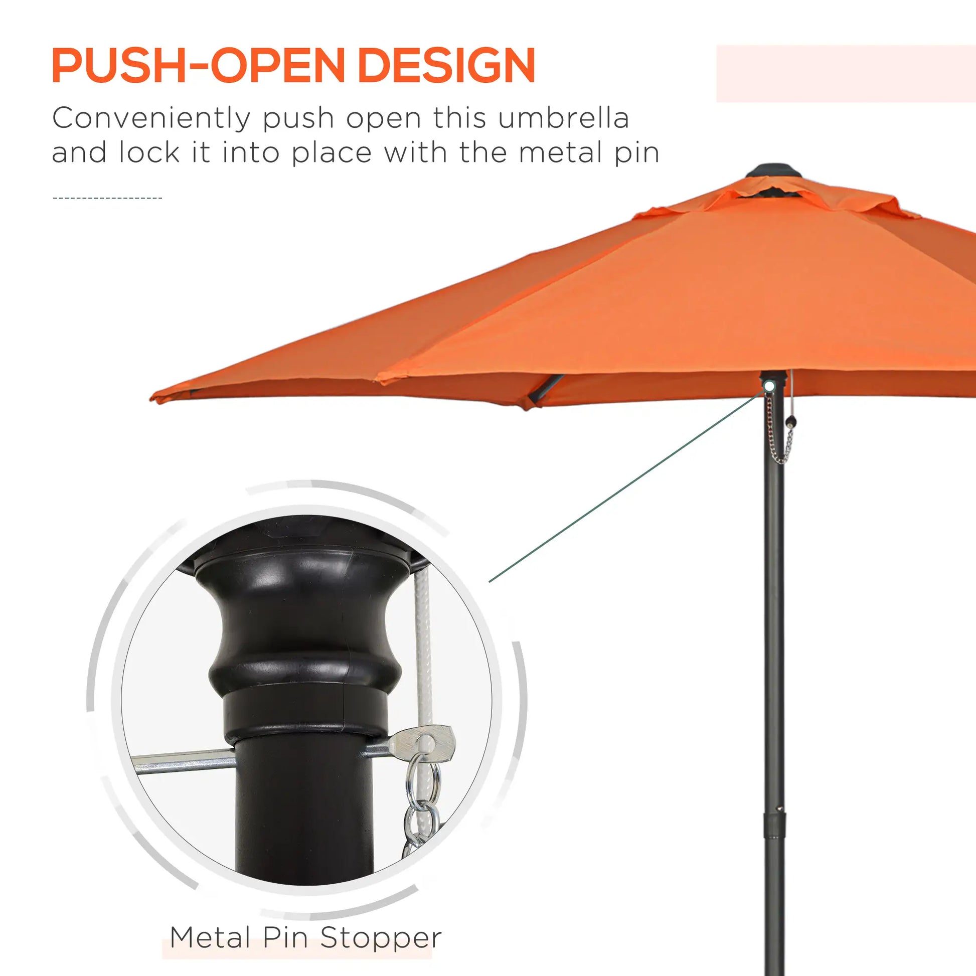 6.6FT Outdoor Patio Umbrella, 6 Solid Ribs, Orange Patio Umbrellas at Gallery Canada