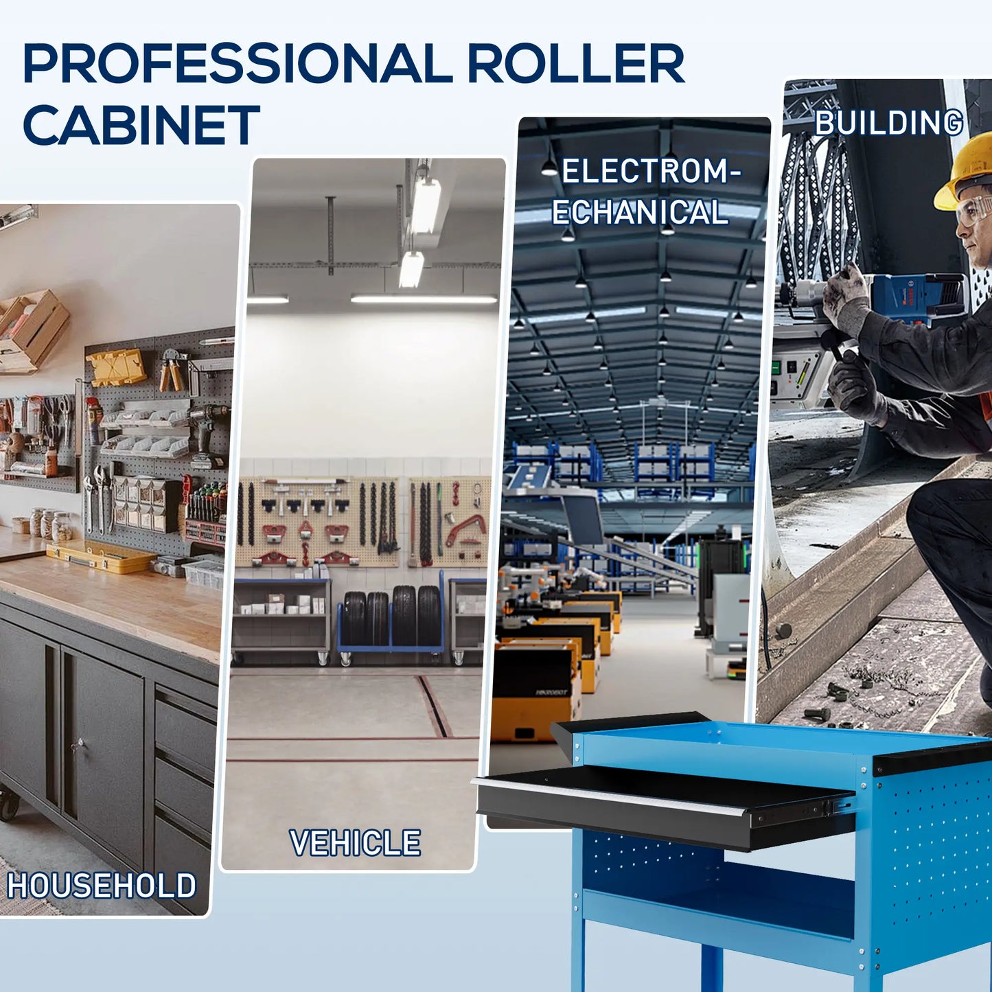 Tool Cart On Wheels, Ball Bearing Drawer, Storage Trays, Blue Tool Organizers at Gallery Canada