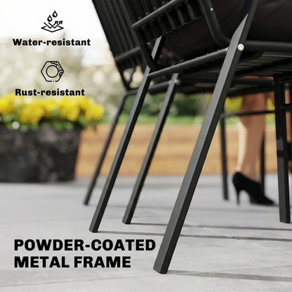 Stackable Outdoor Dining Chairs Set Of 2, Black Patio Chairs at Gallery Canada