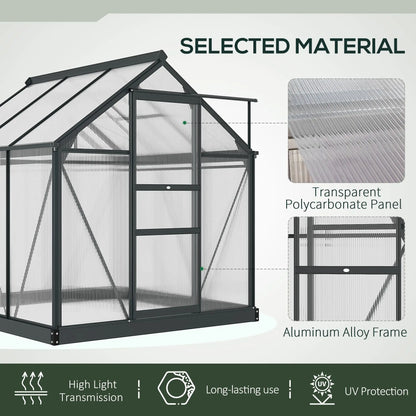 Greenhouse Kit, PC Board with Sliding Door, 6.2' x 6.3' x 6.6', Grey Walk In Greenhouses at Gallery Canada