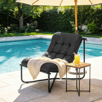 Outdoor Patio Chair, Comfy Sling Lounge With Cushion, Steel Frame, Dark Grey Patio Chairs at Gallery Canada
