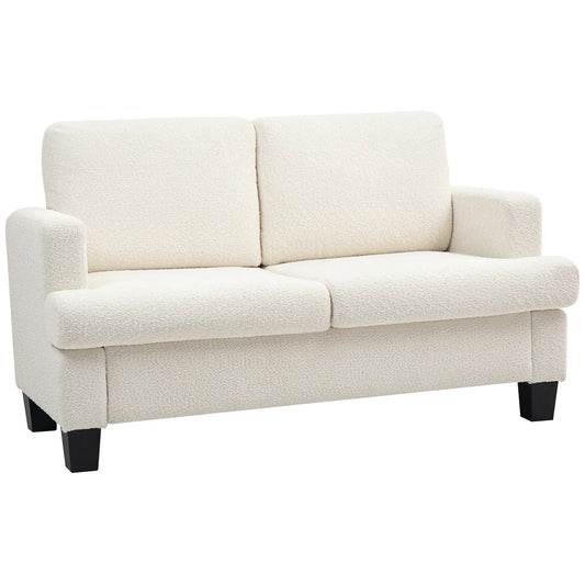 54.3" Loveseat Sofa, 2 Seater, Removable Cushions, Wood Frame, Cream White 2-Seater Sofas Cream at Gallery Canada
