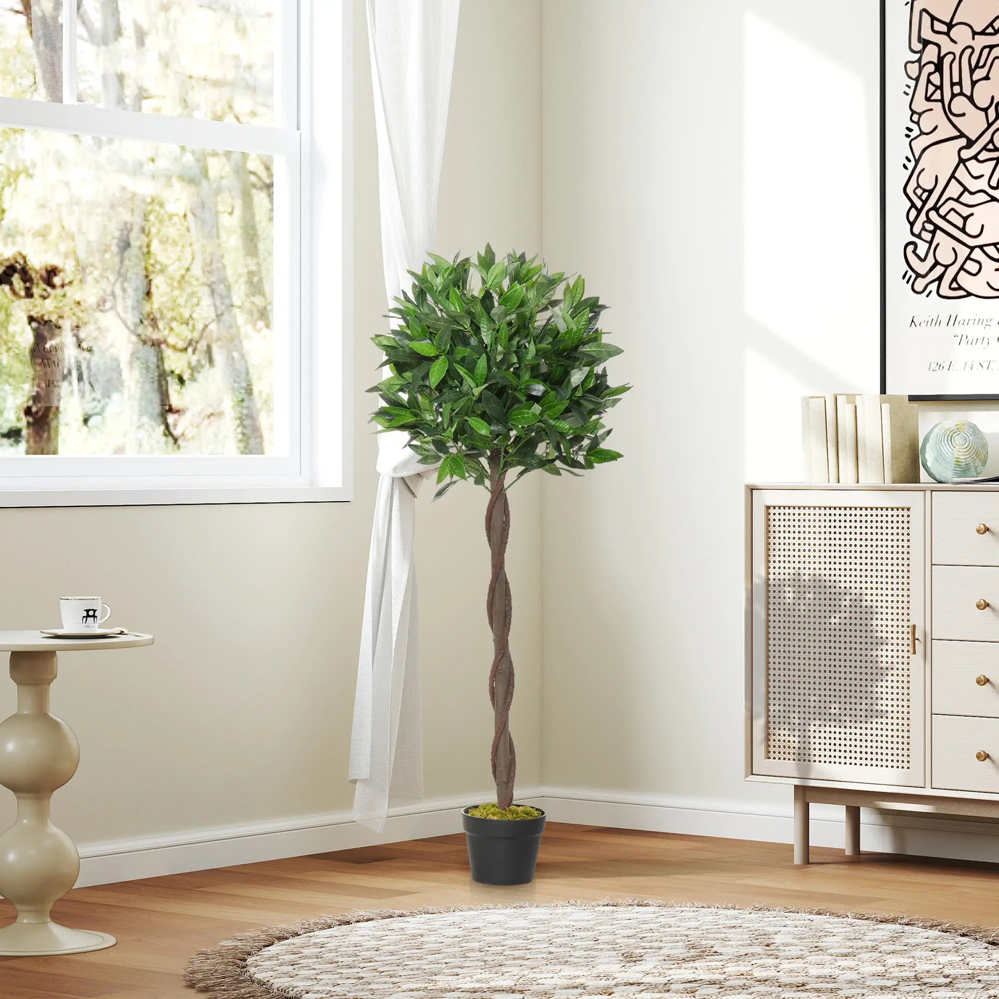 4FT Artificial Laurel Tree Set, Lifelike Fake Plant, Green Artificial Trees at Gallery Canada