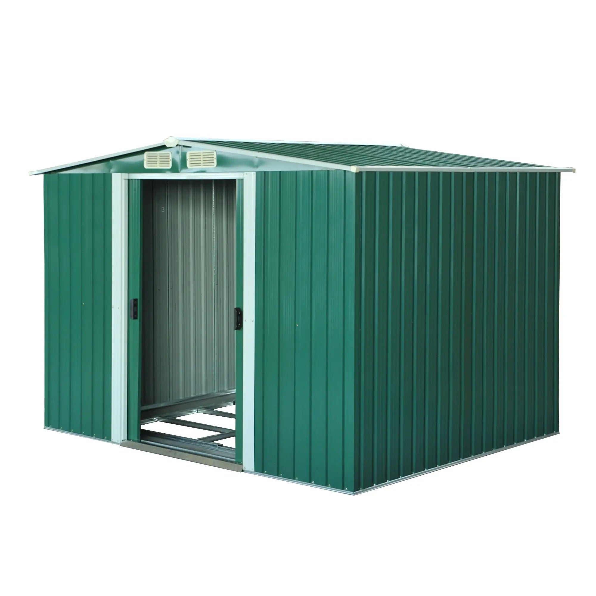 8.5' x 6.8' x 5.8' Garden Storage Shed, Double Sliding Door, 4 Vents, Green Sheds at Gallery Canada