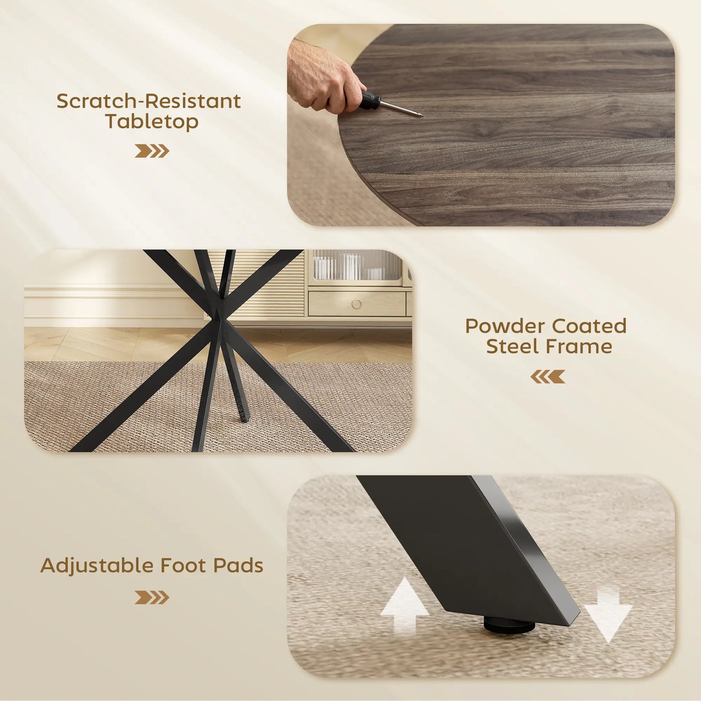 40" Round Kitchen Table For 4, Industrial Dining Table, Distressed Brown Dining Tables at Gallery Canada