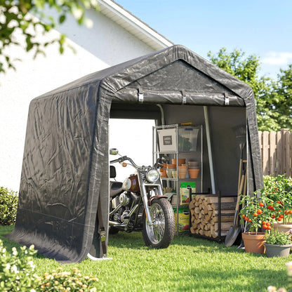 9.2' x 7.9' Garden Storage Tent, Metal Frame, Double Zipper Doors, Dark Grey Car Shelters at Gallery Canada