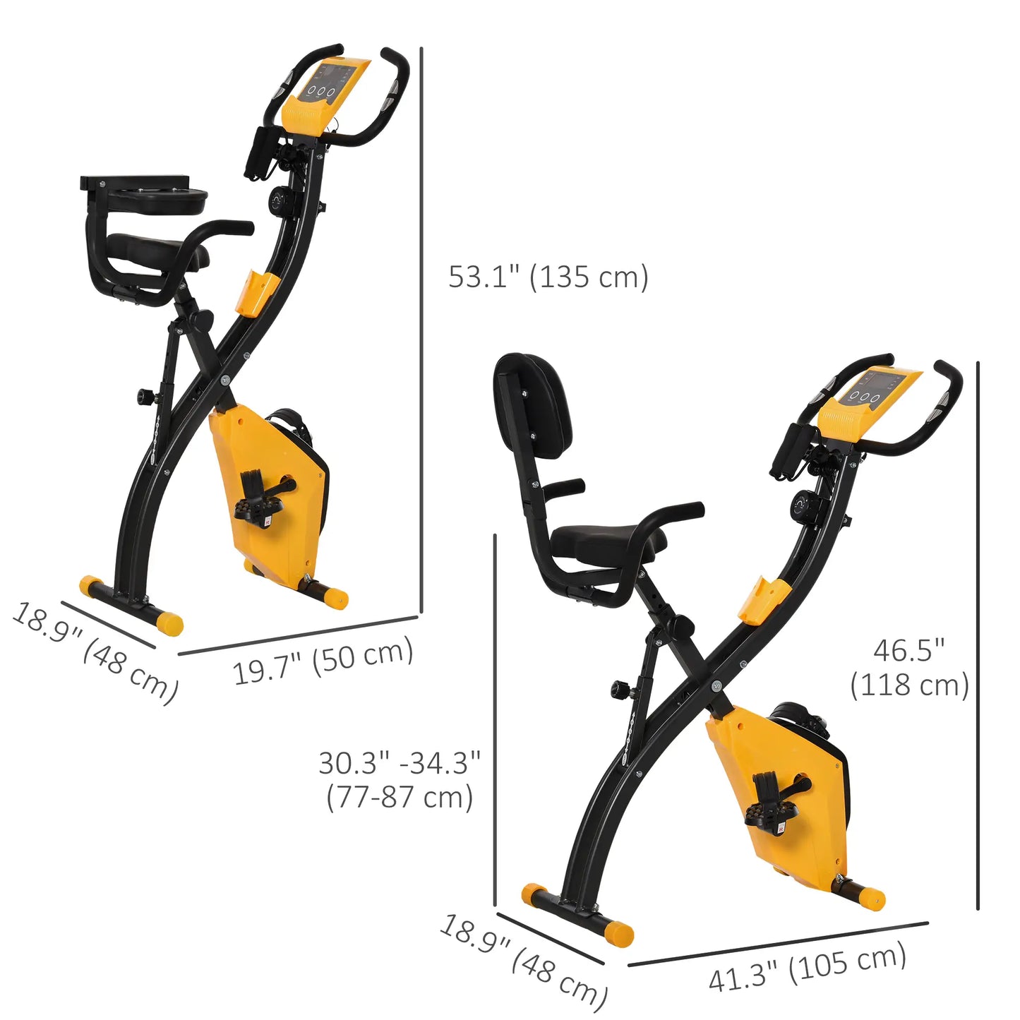 Folding Exercise Bike, 8-Level Magnetic Resistance, Adjustable Seat, Yellow Exercise & Stationary Bikes at Gallery Canada