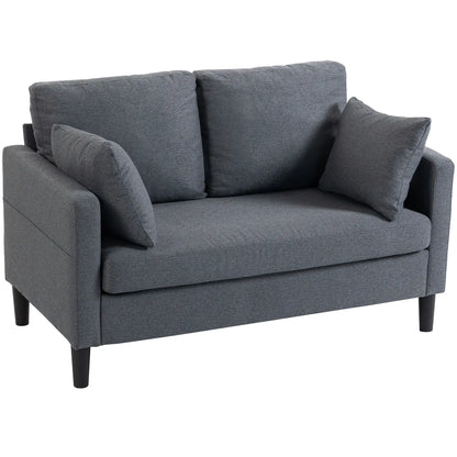 55" Loveseat Sofa, Modern Linen Upholstered, Dark Grey 2-Seater Sofas at Gallery Canada