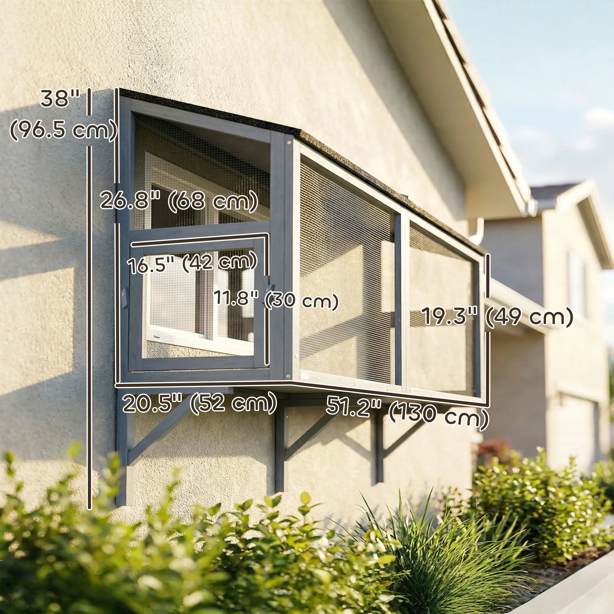 Outdoor Cat Enclosure, Expandable Wooden Cat House, 51.2