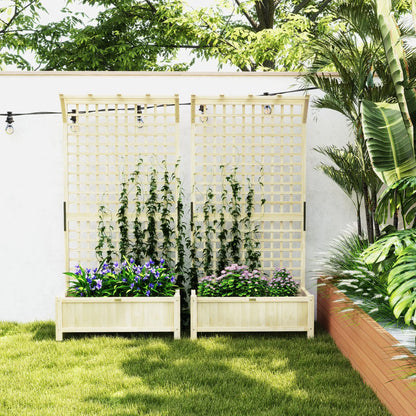 Wood Planter With Trellis For Climbing Plants, Raised Garden Bed Wooden Planter Boxes at Gallery Canada