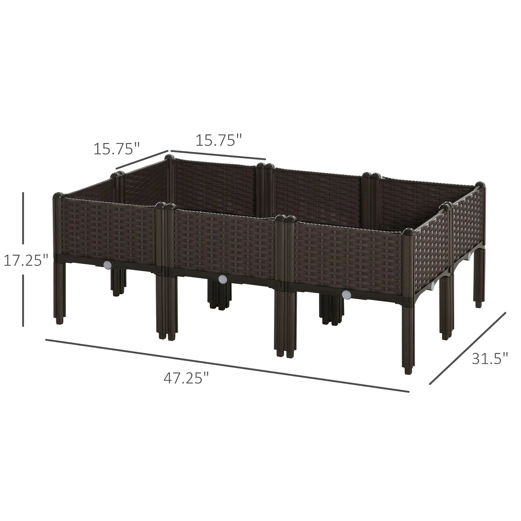 6-Piece Raised Garden Bed, PP Flower Bed, Stackable Vegetable Herb Grow Box Elevated Garden Beds at Gallery Canada